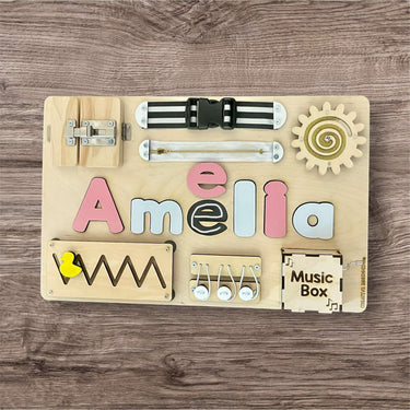 Personalized Busy Board Chalkboard Name Puzzle – Montessori-Inspired Sensory Toy for Toddlers & Preschoolers | Fine Motor Skills Development & Learning Fun